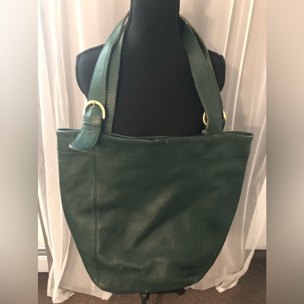 Coach Dark Green Leather Tote